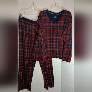 Nautica Women Red and Blue Plaid Pajama Set Size XL